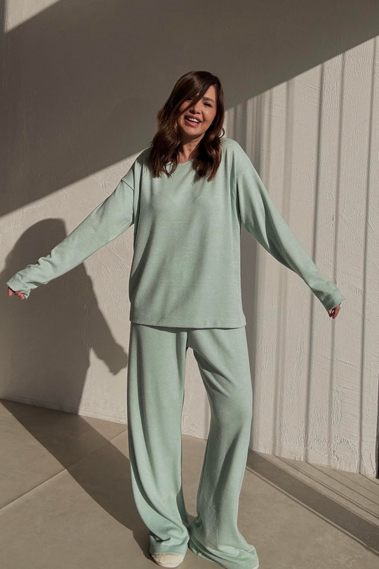 Basic Örme Mint Rengi Oversize Takım