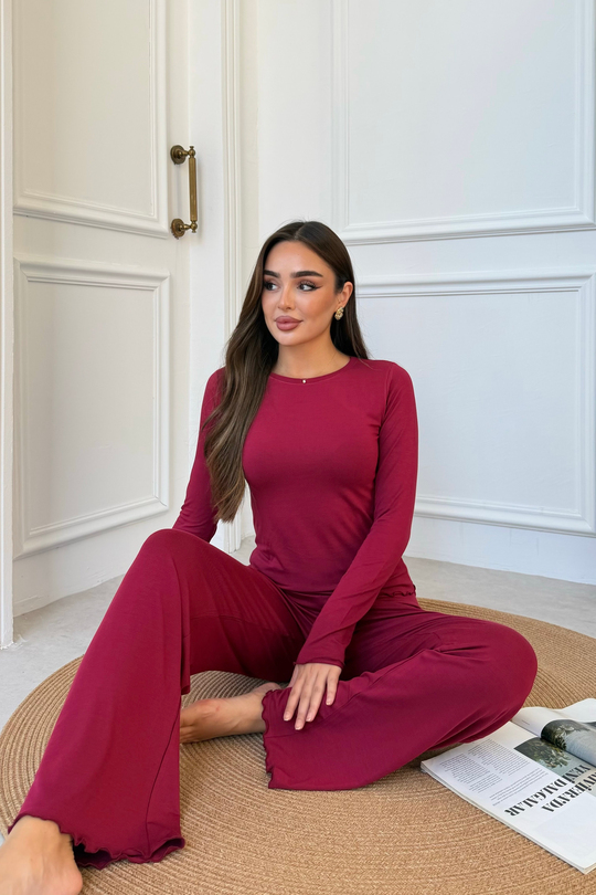 Fit Modal Vişne Pijama Takımı
