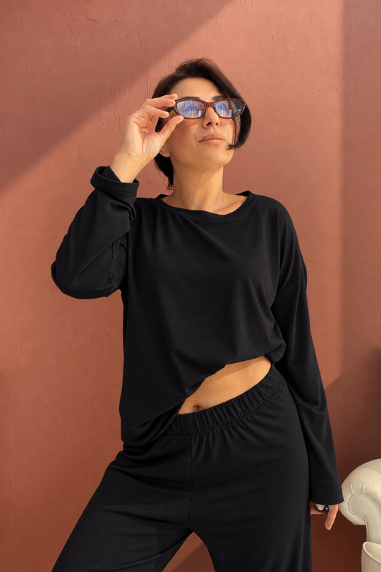 Relax Siyah Modal Pijama Takımı
