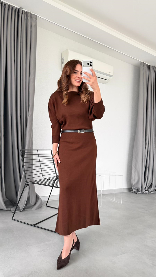 Focus Kemer Detaylı Triko Elbise