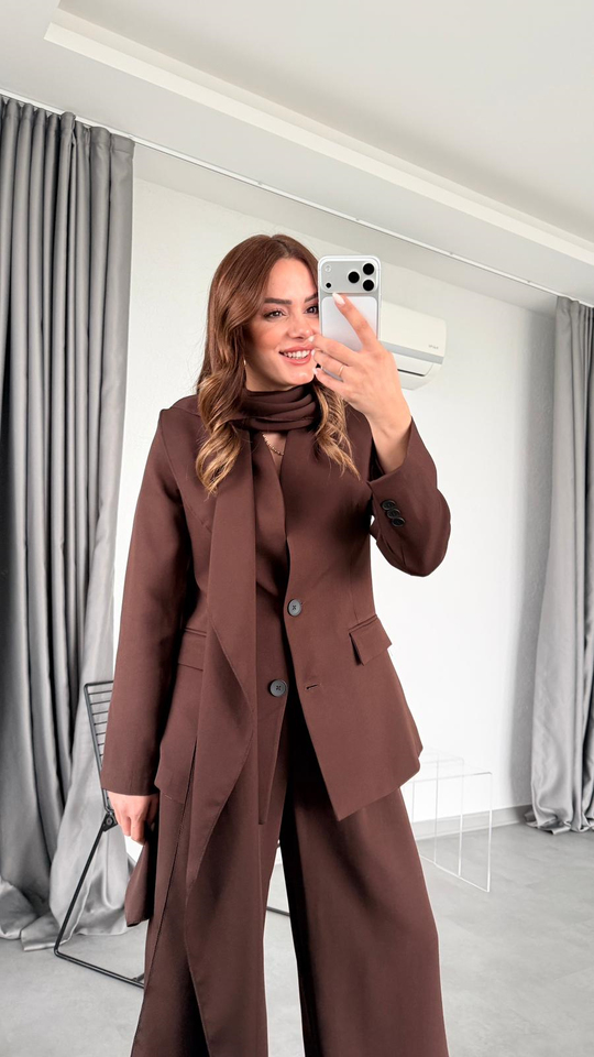 Arden Şal Detaylı Ceket Pantolon Takım