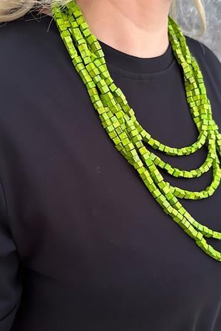 Küp Kesim Bambu Kolye YEŞİL