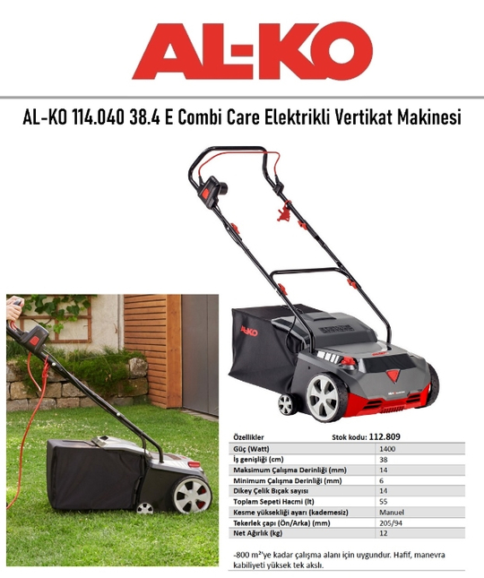 Al-Ko Comfort 38 E Combi Çim Havalandırma Makinesi - Ereyon