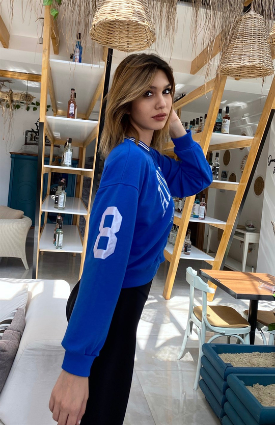 Mavi Atlanta Baskılı Sweatshirt - Kadın Sweatshirt Modelleri - Nazliye Moda  | Kadın Giyim Modası