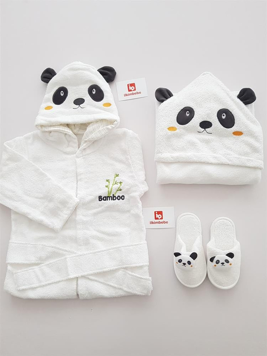 Panda Bornoz Seti - Erkek Bebek