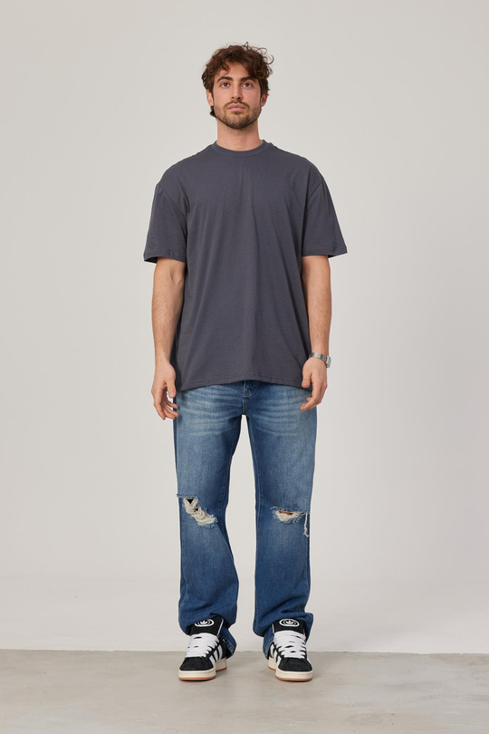 Antrasit Oversize Basic Tshirt