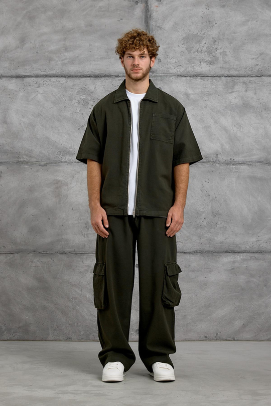 Haki DOKUMA KUMAŞ OVERSIZE TAKIM