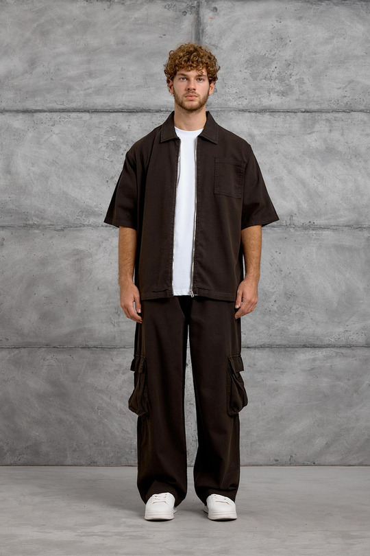 Kahverengi DOKUMA KUMAŞ OVERSIZE TAKIM