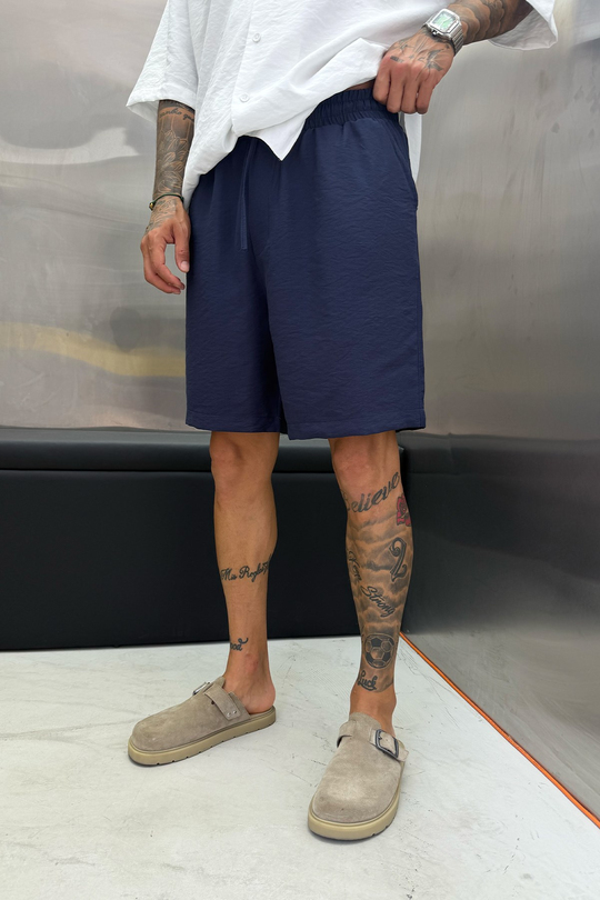 Lacivert MODAL KUMAŞ OVERSIZE ŞORT