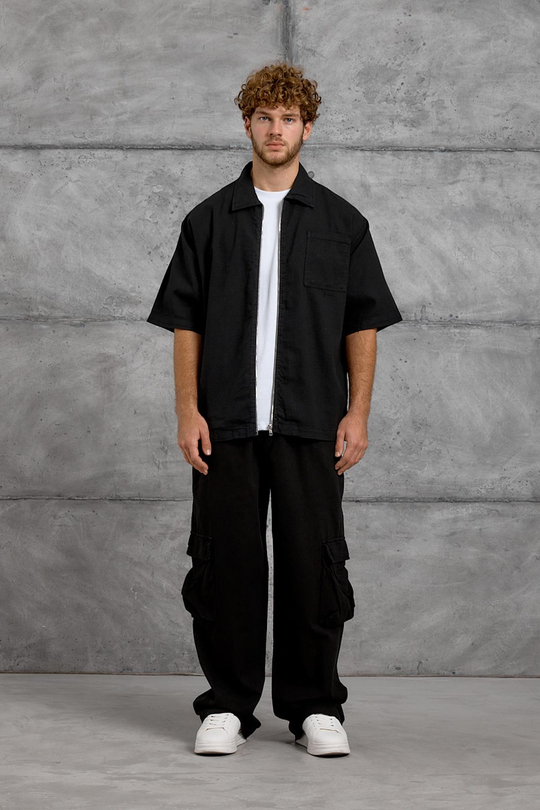 Siyah DOKUMA KUMAŞ OVERSIZE TAKIM