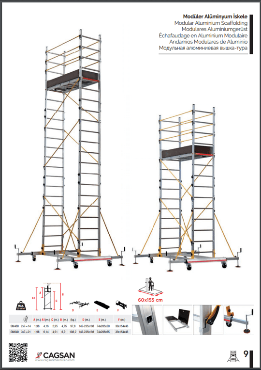 Çağsan Modysafe SM460 Modüler Alüminyum İskele 5m - Bilal Expres