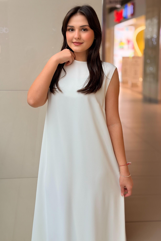 White Corner İthal Krep Kolsuz İçlik Elbise