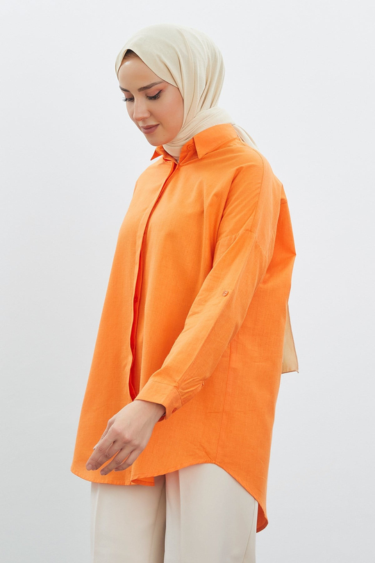 Basic Oversize Gömlek Turuncu