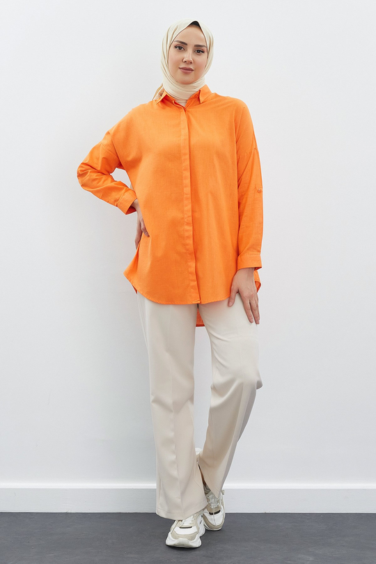 Basic Oversize Gömlek Turuncu