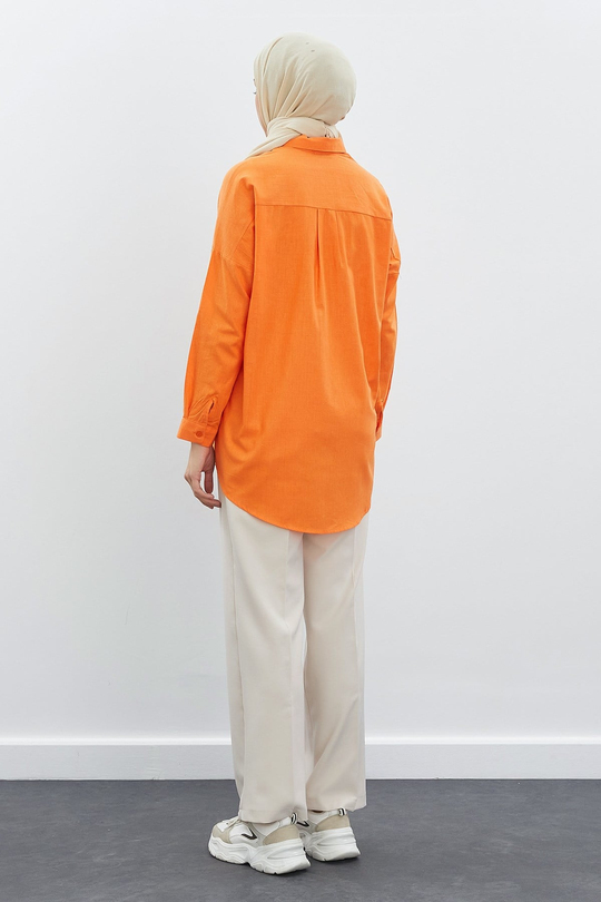Basic Oversize Gömlek Turuncu