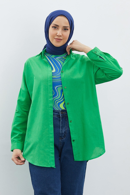 Basic Oversize Gömlek Yeşil