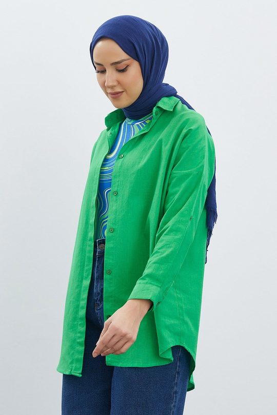 Basic Oversize Gömlek Yeşil