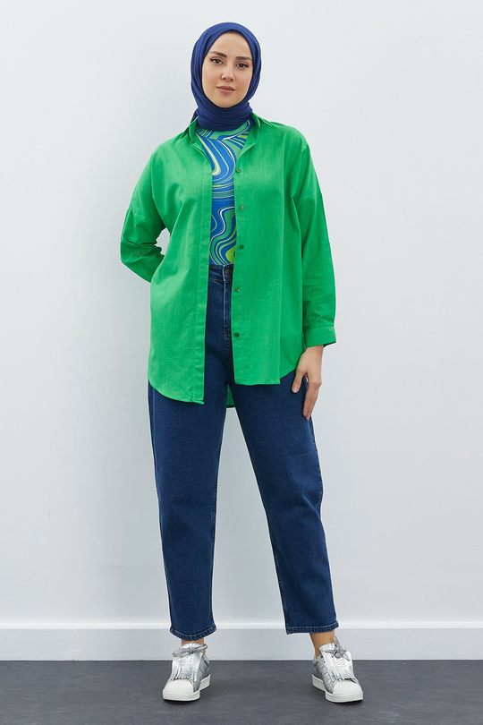 Basic Oversize Gömlek Yeşil