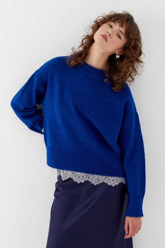 Basic Triko Kazak Saks Mavisi