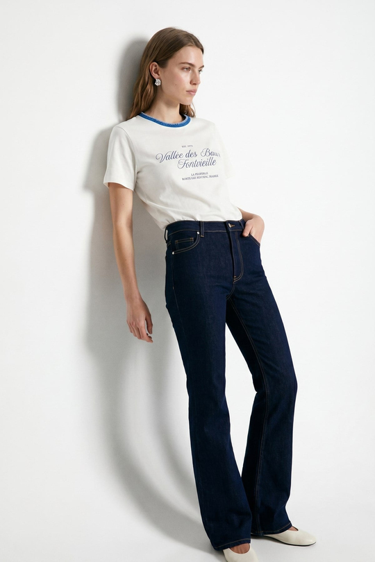 Baskı Detaylı T-shirt Mavi