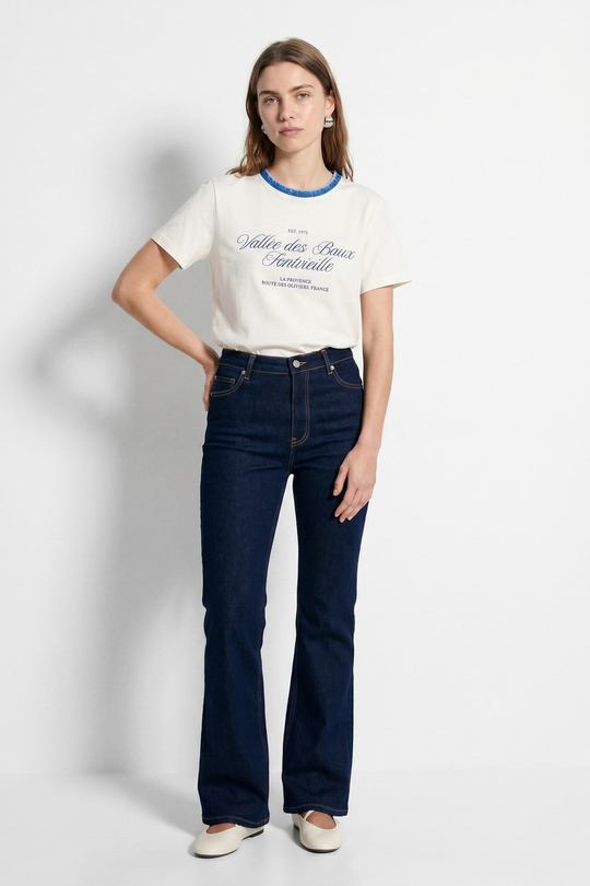 Baskı Detaylı T-shirt Mavi