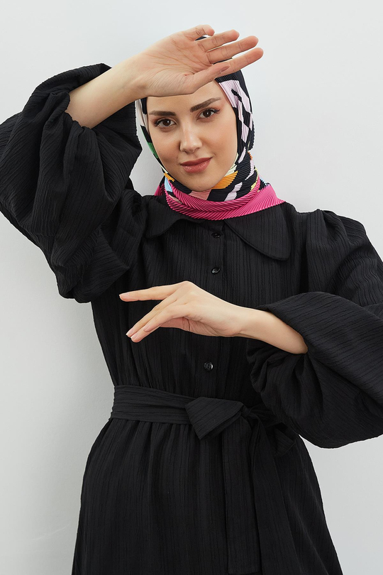 Bebe Yaka Müslim Elbise Siyah