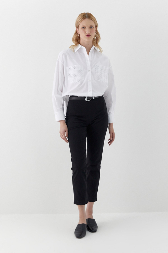 Beli Lastikli Gabardin Pantolon Siyah