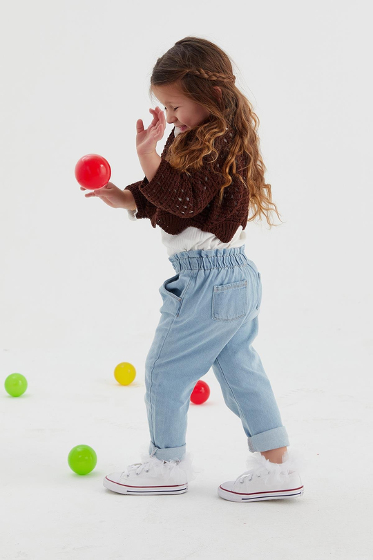 Çocuk Crop Triko Acı Kahve