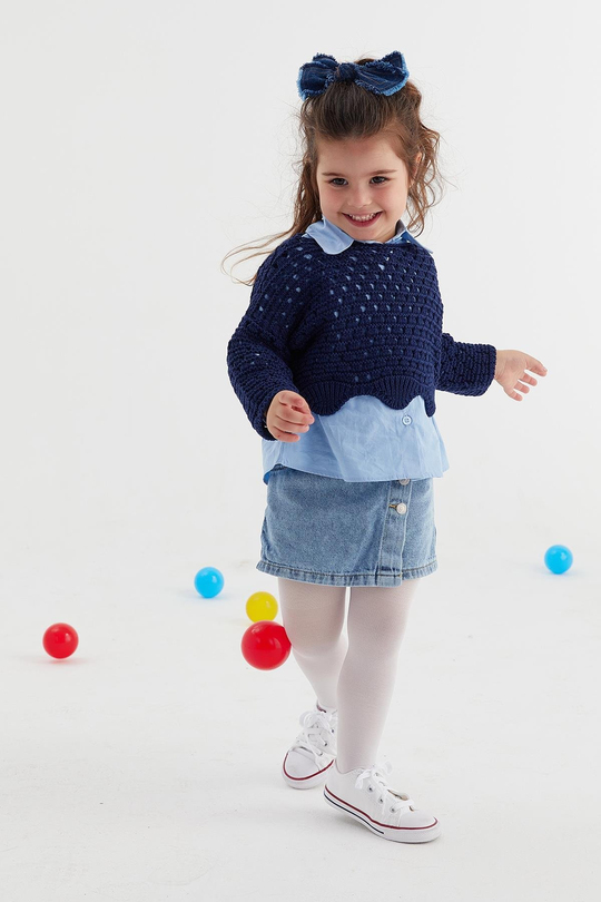 Çocuk Crop Triko Lacivert