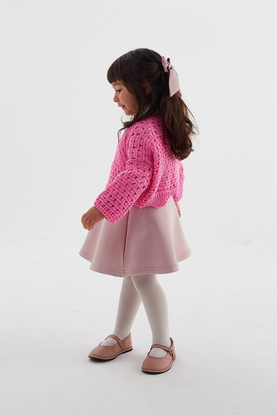 Çocuk Crop Triko Pembe