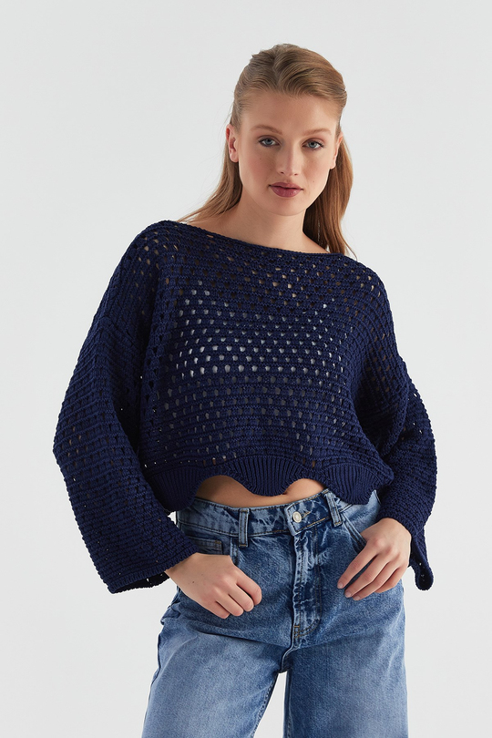 Crop Triko Kazak Lacivert