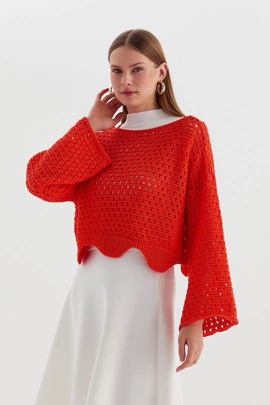 Crop Triko Kazak Oranj