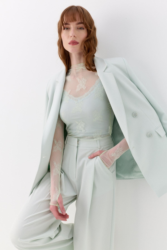 Kuşak Detaylı Blazer Ceket Mint