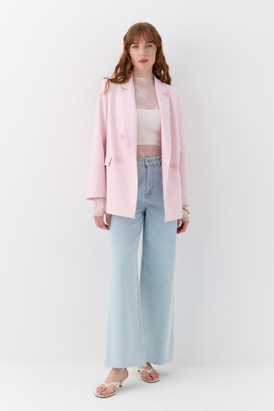 Kuşak Detaylı Blazer Ceket Pembe