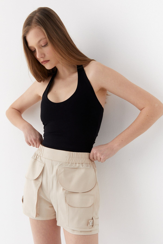 Mini Kargo Şort Bej