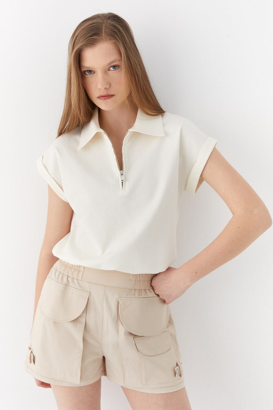 Mini Kargo Şort Bej