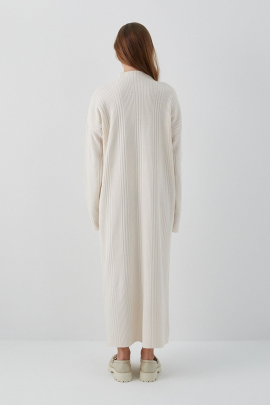 Oversize Triko Elbise Bej