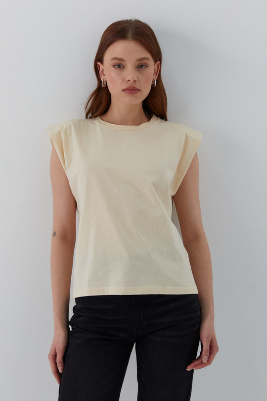 Vatkalı T-shirt Bej