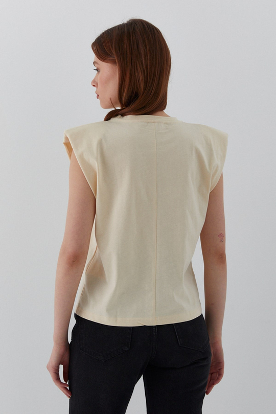 Vatkalı T-shirt Bej