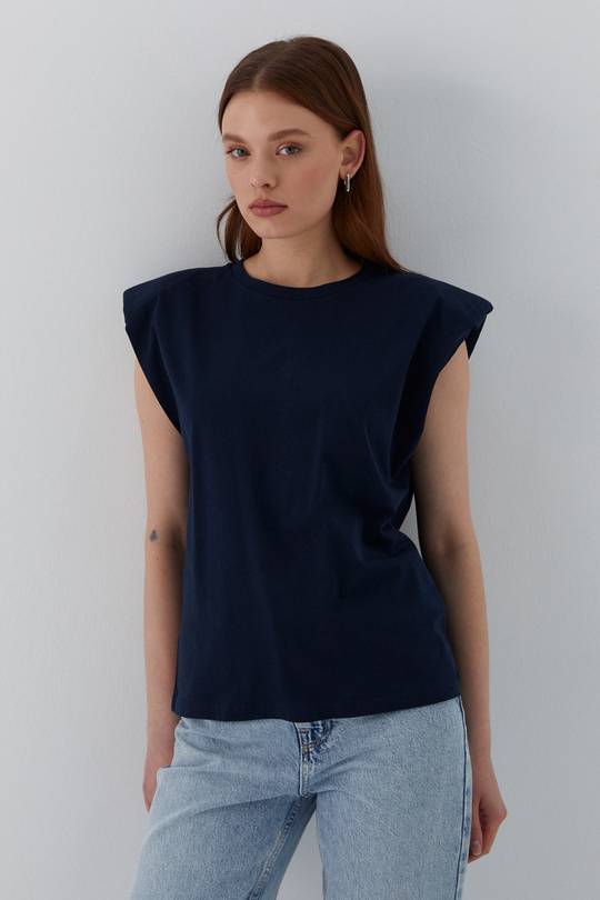 Vatkalı T-shirt Lacivert