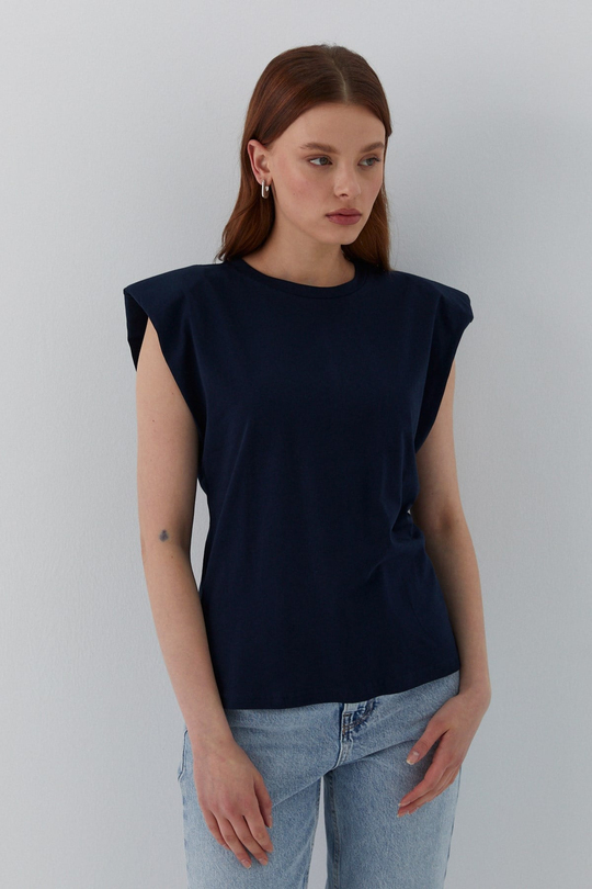 Vatkalı T-shirt Lacivert