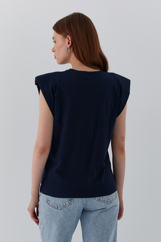 Vatkalı T-shirt Lacivert