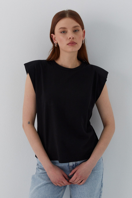Vatkalı T-shirt Siyah