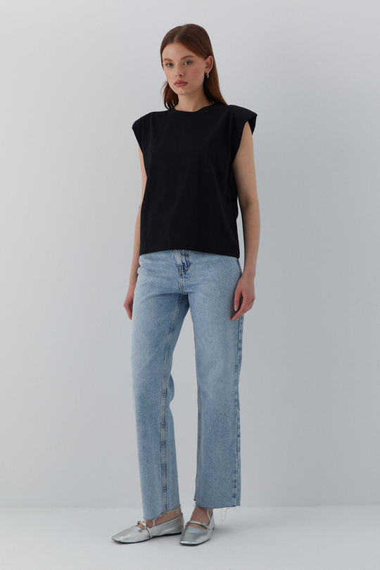 Vatkalı T-shirt Siyah
