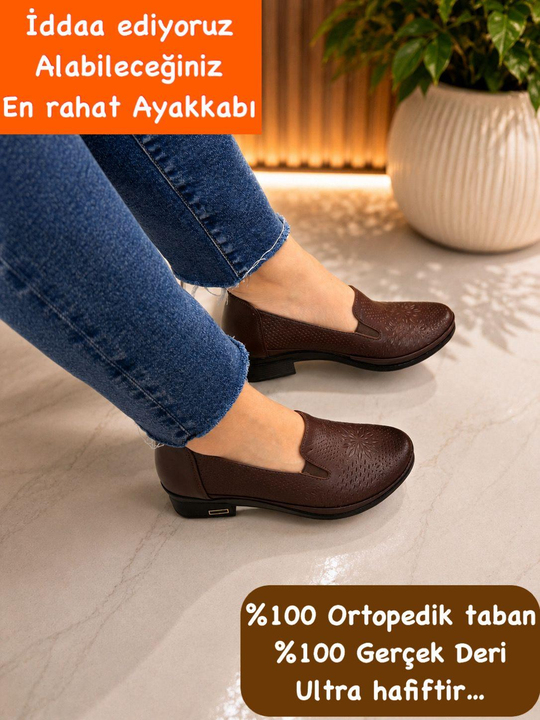 Buğra erol %100 Gerçek Deri Ortopedik flonte kahve