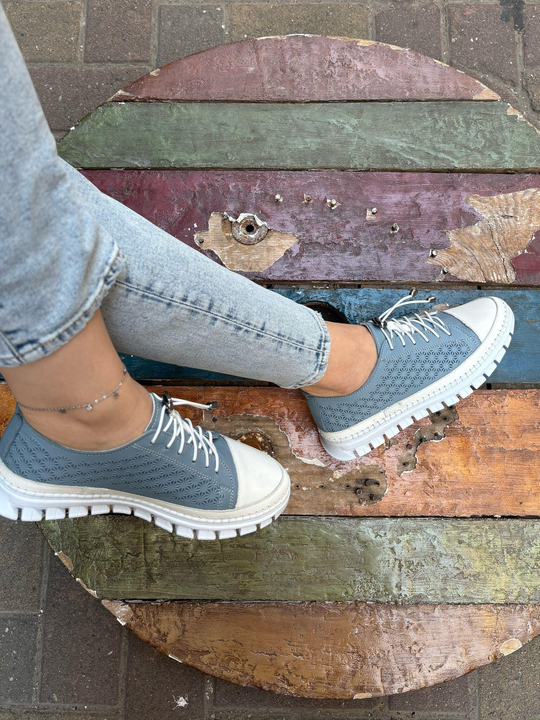 Buğra erol Hakiki Deri hafif taban ayakkabı gerbiy mavi beyaz -84