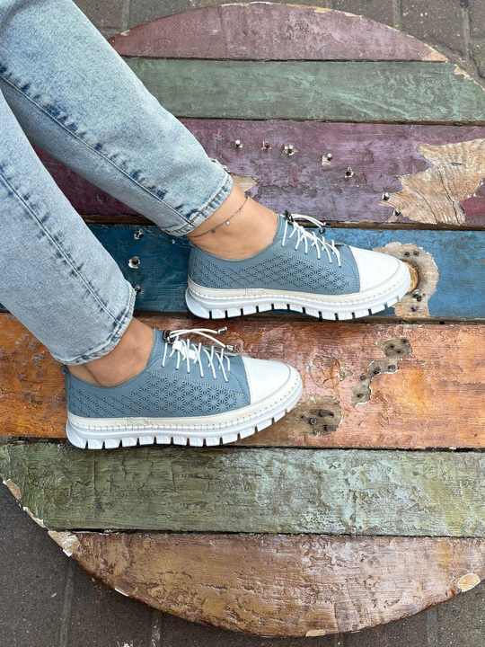 Buğra erol Hakiki Deri hafif taban ayakkabı gerbiy mavi beyaz -84