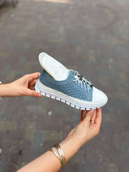 Buğra erol Hakiki Deri hafif taban ayakkabı gerbiy mavi beyaz -84