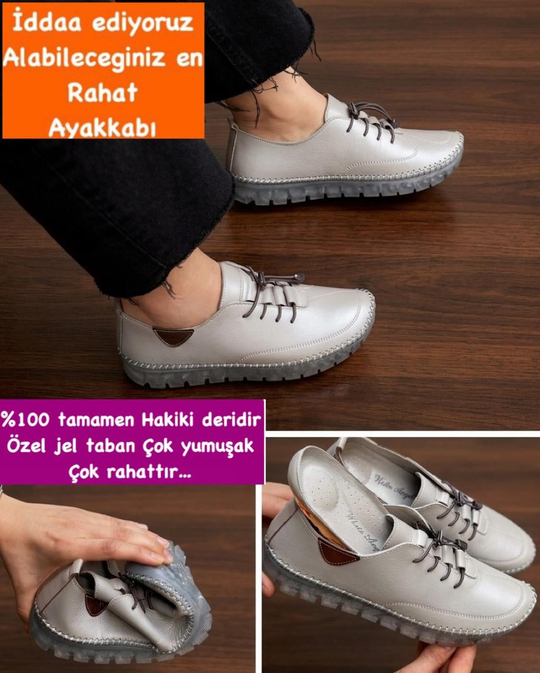 Buğra erol Hakiki Deri jel taban ayakkabı silver waneyo