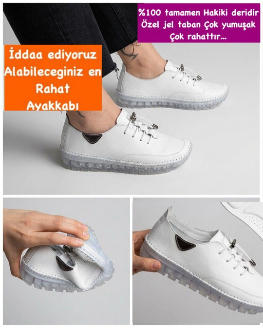 Buğra erol Hakiki Deri jel taban ayakkabı beyaz waneyo